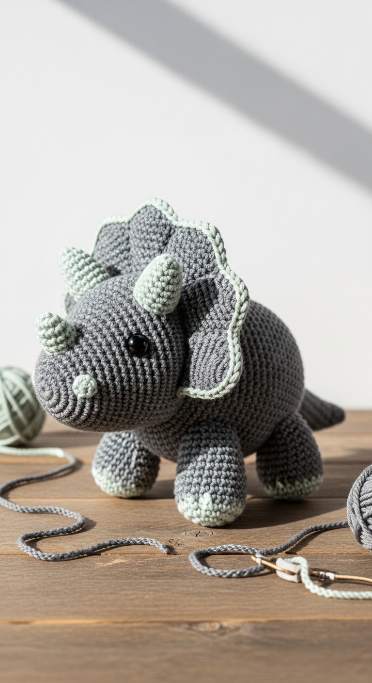 FREE Amigurumi Triceratops Crochet Pattern With Step-by-Step Photos