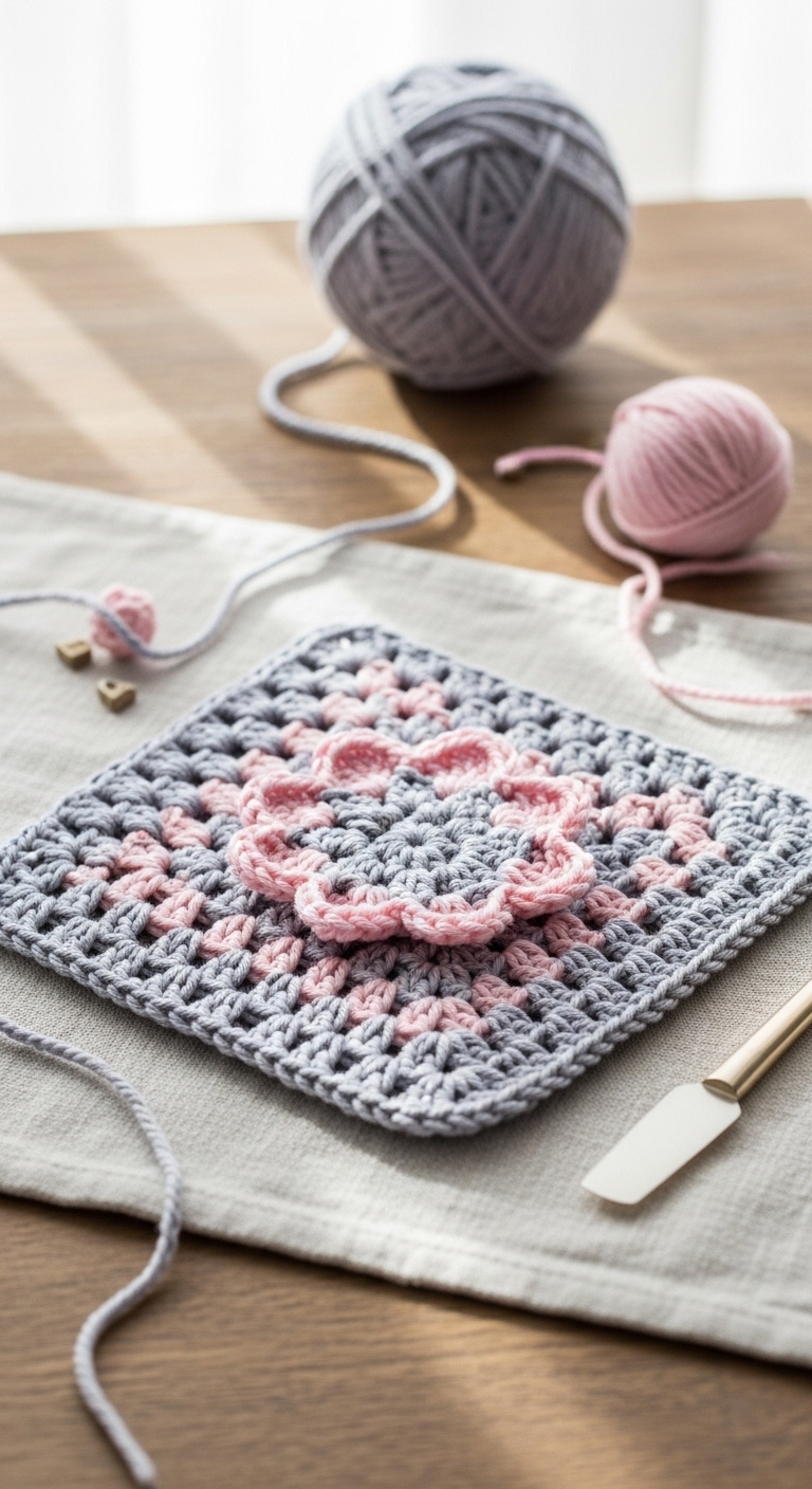 Fountain Flower Crochet Granny Square Pattern Free