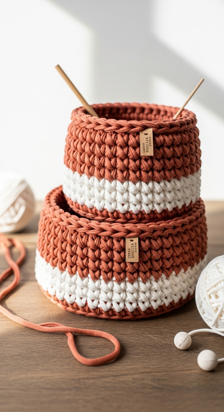 Moss Stitch Baskets – Free Crochet Pattern
