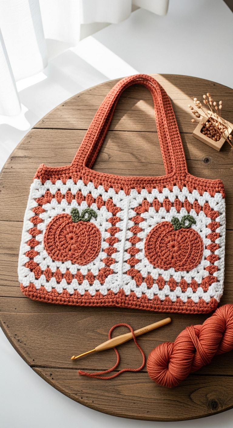 Pumpkin Granny Square Tote