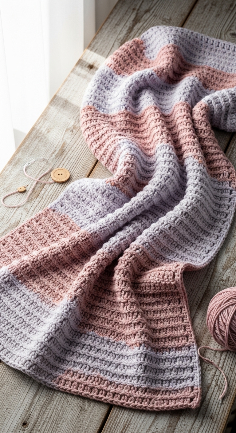 Crochet Waffle Stitch Blanket